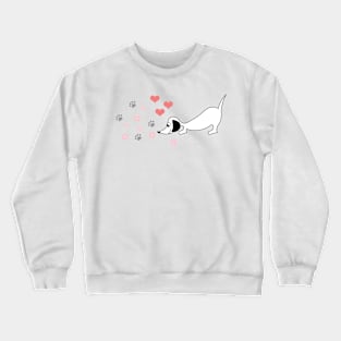 Little dachshund on the trail of love Crewneck Sweatshirt